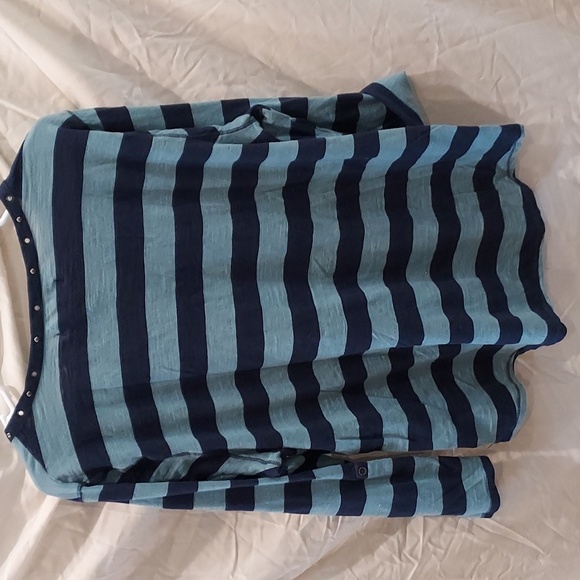 Calvin Klein Jeans Light/ Dark Blue Striped Shirt w/ Rivet and Bead Accents XL - Picture 6 of 13